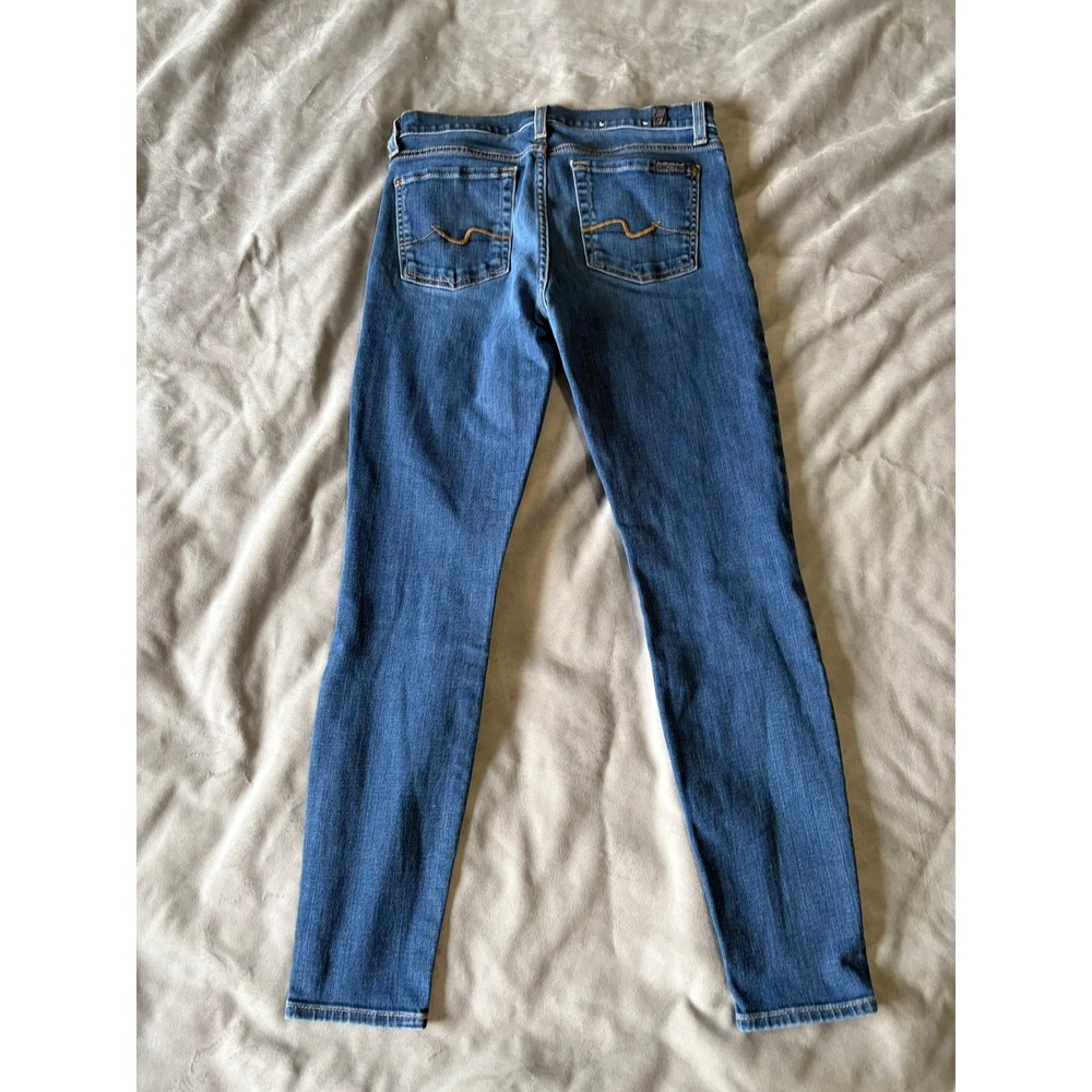 7 For All Mankind Ankle Gwenevere Skinny Jeans Medium Wash Blue Denim Size 28 - Picture 2 of 5